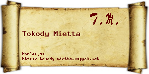 Tokody Mietta névjegykártya